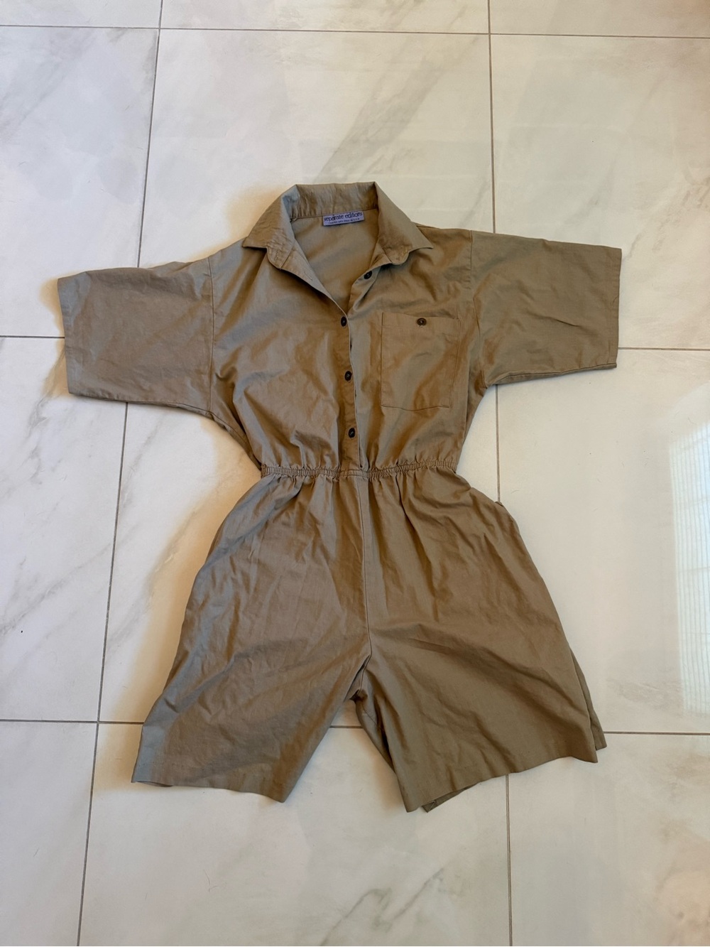 Casual Vintage Separate Editions Short-Sleeve Tan Romper made in the 🇺🇸